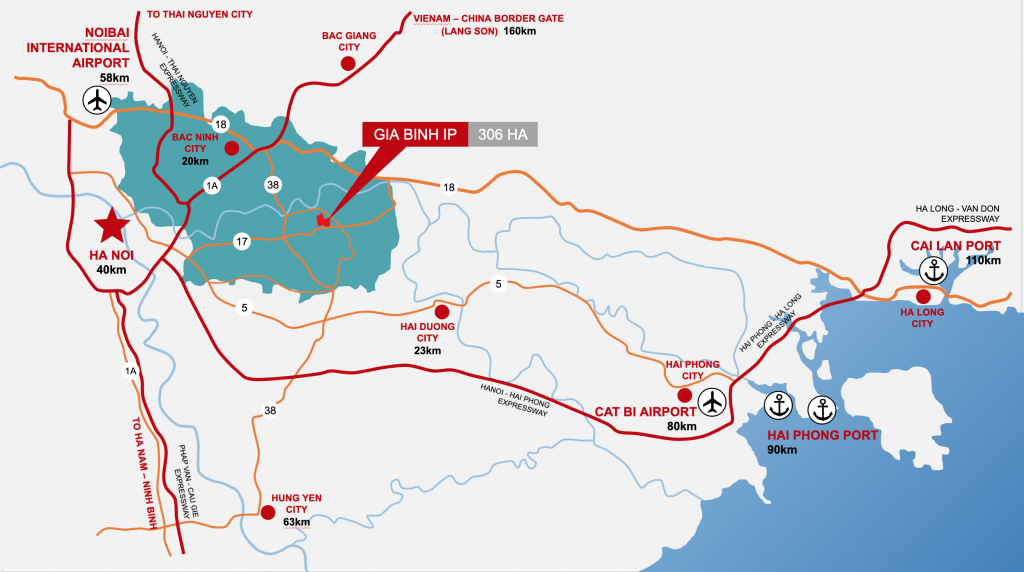 Vị trí KCN Gia Bình 2