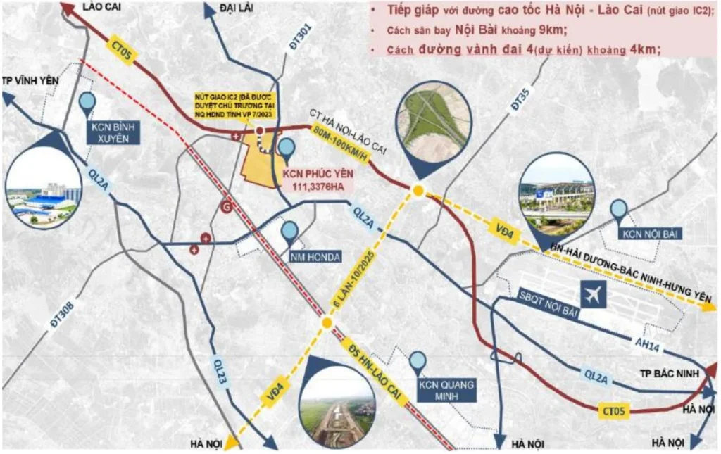 Vị trí Khu Công Nghiệp Phúc Yên - Tỉnh Vĩnh Phúc